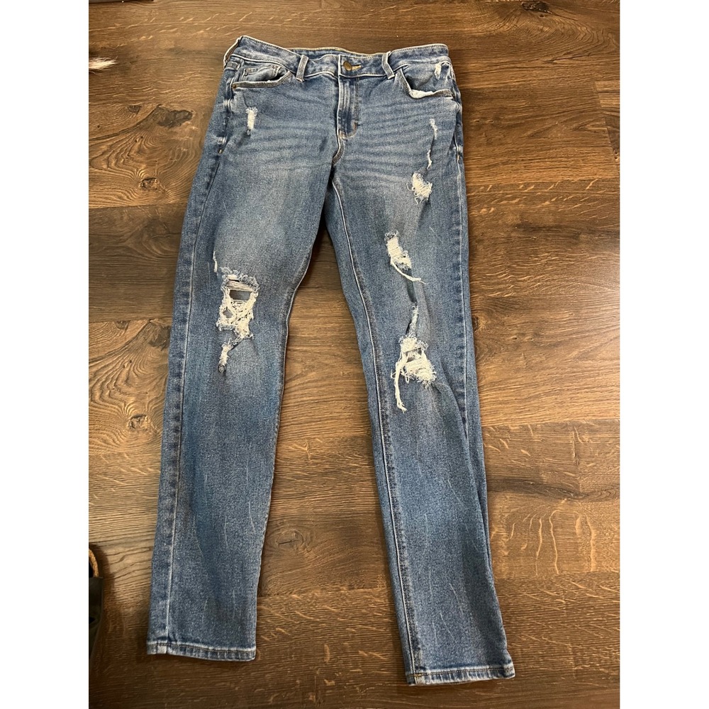Old Navy Rockstar Super Skinny Distressed Jeans Womens 8 Wash Ripped Denim